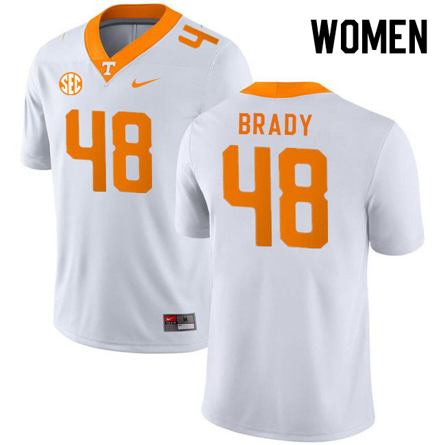Women #48 Bennett Brady Tennessee Volunteers College Football Jerseys Stitched Sale-White - Click Image to Close